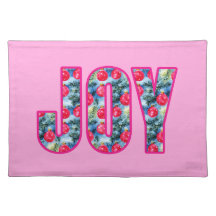 JOY Word Art in Fuchsia Pink und Aquamarin Green