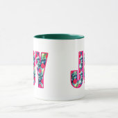 JOY Word Art in Fuchsia Pink und Aquamarin Tasse (Zentrum)