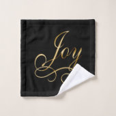 Joy Word Art in Gold auf schwarz Badhandtuch Set (Waschlappen)