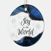 Joy World Elegant Blue Gold Glitzer Geode Keramik Ornament (Links)