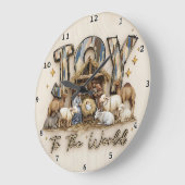 Joy World Nativity Wood Große Wanduhr (Winkel)
