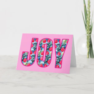 JOY-Wortkunst in Fuchsienrosa und Türkisgrün Feiertagskarte