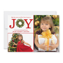 Joy Wreath 2 Fotos Red Dots - Weihnachtskarte