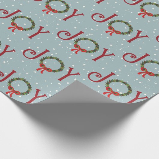 Joy Wreath auf Schneeflocken Geschenkpapier (Ecke)