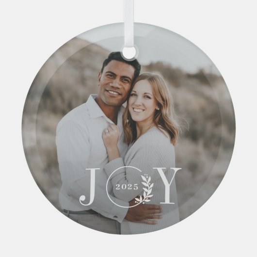 Joy Wreath Custom Foto Weihnachtsschmuck (Vorderseite)
