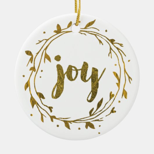 Joy Wreath Gold Weihnachtsfamilie Ornament (Vorne)