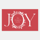 Joy Wreath Holiday Weihnachten Rote Geschenksticke Rechteckiger Aufkleber (Vorderseite)