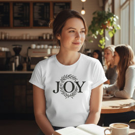Joy Wreath Minimalist Christmas: Botanical Holiday T-Shirt