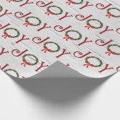 Joy Wreath on White Birch Geschenkpapier (Ecke)