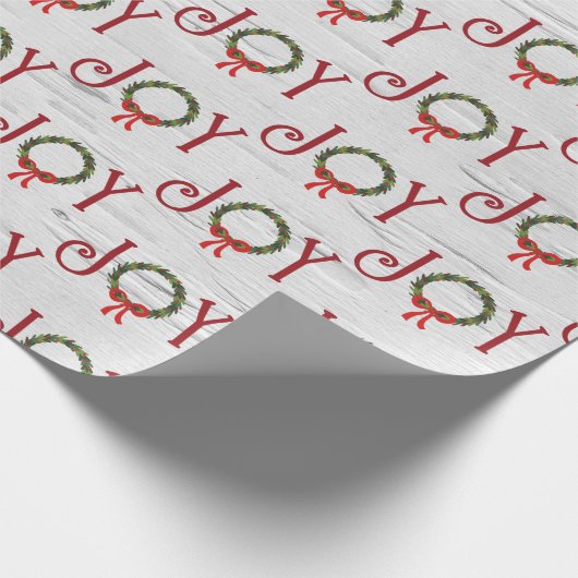 Joy Wreath on White Birch Geschenkpapier (Ecke)