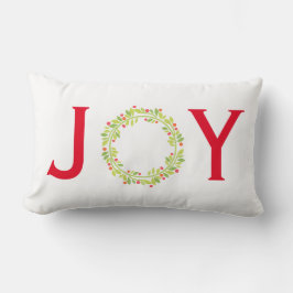 JOY Wreath Reversible Red and Green Christmas Lendenkissen