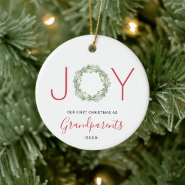 Joy Wreath Unsere ersten Weihnachten als Großelter Keramik Ornament