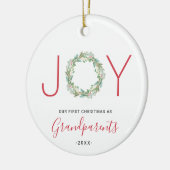 Joy Wreath Unsere ersten Weihnachten als Großelter Keramik Ornament (Links)