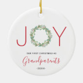 Joy Wreath Unsere ersten Weihnachten als Großelter Keramik Ornament (Hinten)