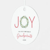 Joy Wreath Unsere ersten Weihnachten als Großelter Ornament Aus Metall (Vorderseite links)