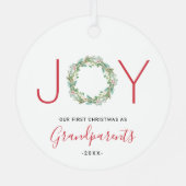 Joy Wreath Unsere ersten Weihnachten als Großelter Ornament Aus Metall (Rückseite)