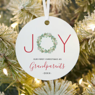 Joy Wreath Unsere ersten Weihnachten als Großelter Ornament Aus Metall