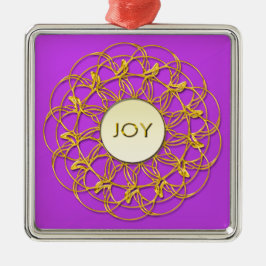 JOY Writed in Lace Geometric Gold Design Ornament Aus Metall