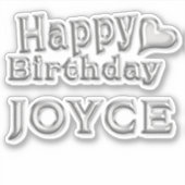 Joyce Happy Birthday silver Aufkleber Sticker (Vorderseite)