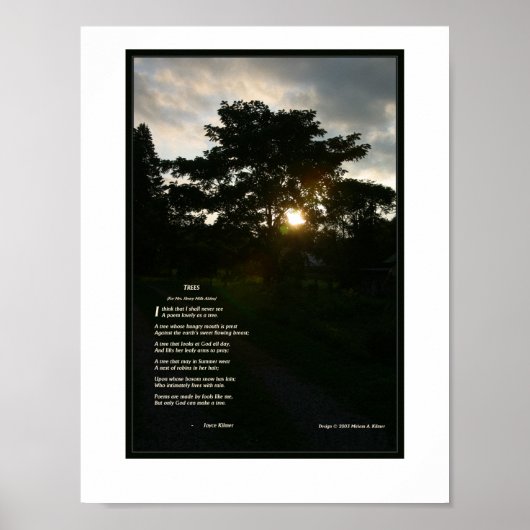Joyce Kilmer Gedicht Trees 8 1/2 x 11 Poster (Vorne)
