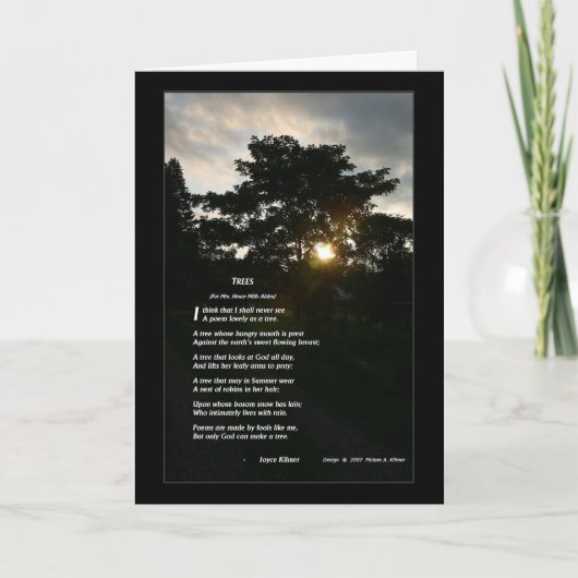 Joyce Kilmer Gedicht Trees für gefaltetes 12x18 Karte (Vorderseite)