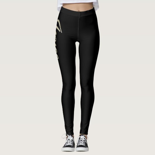 Joyce white gold Handwriting Hose Leggings (Vorderseite)