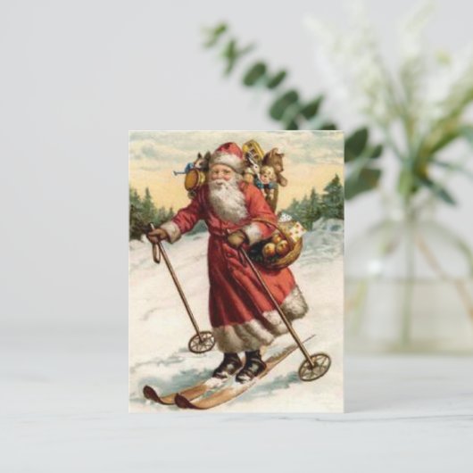 Joyeaux Weihnachten Saint Nicholas Skiing (Stehend Vorderseite)