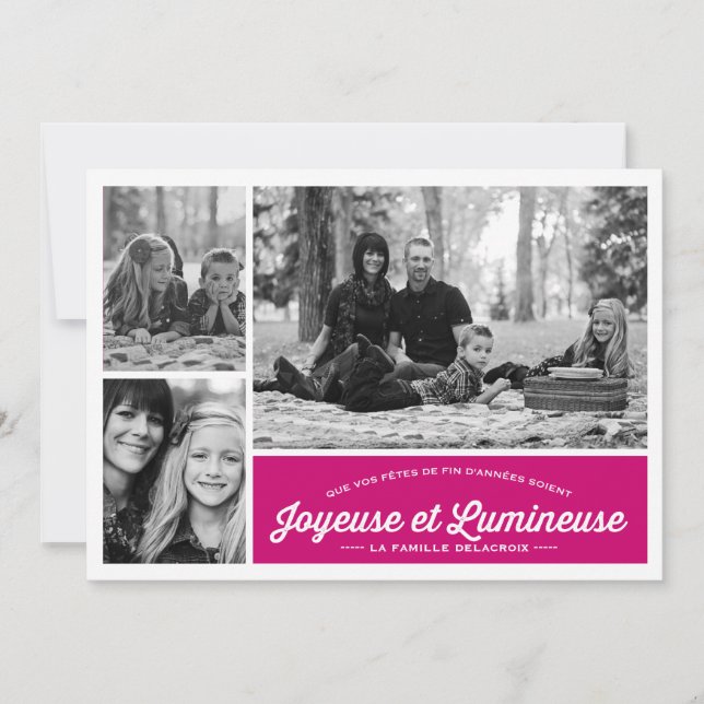 Joyeuse et Lumineuse 3 carte de Foto de vacances (Vorderseite)