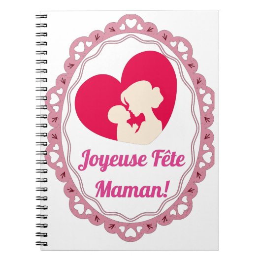 Joyeuse Fête Maman – Cadre Vintage  Notizblock (Vorderseite)