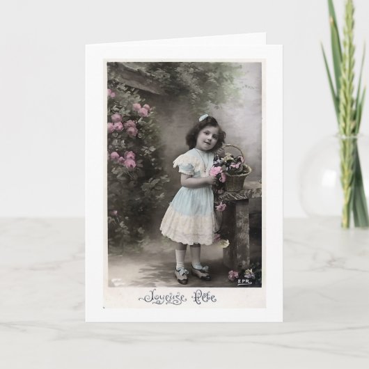 "Joyeuse Fete" Vintage French Christmas Feiertagskarte (Vorderseite)