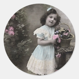 "Joyeuse Fete" Vintage Weihnachten in Frankreich Runder Aufkleber