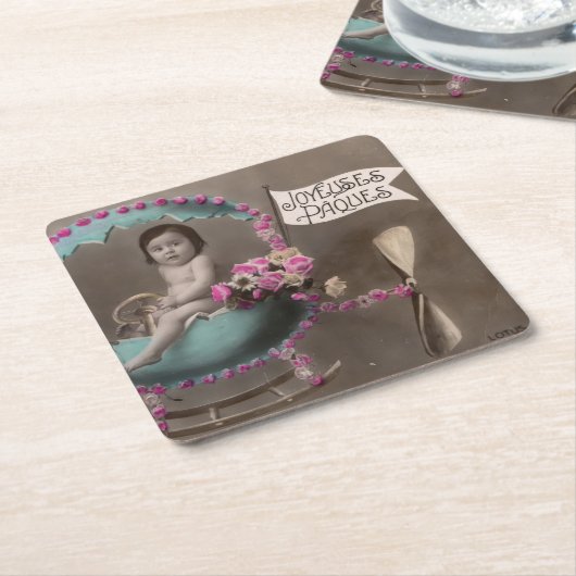 Joyeuse Paques Rechteckiger Pappuntersetzer (angewinkelt)