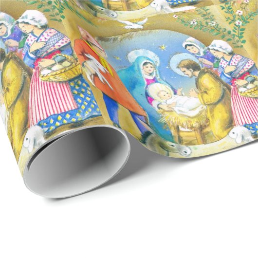 Joyeuse Weihnachten, Vintage französische Geschenkpapier (Rolleneckpunkt)