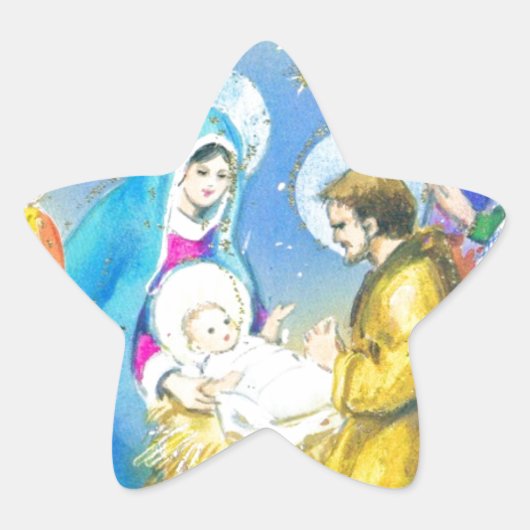 Joyeuse Weihnachten, Vintage französische Weihnach Stern-Aufkleber (Vorderseite)