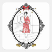 Joyeuses Fêtes Quadratischer Aufkleber (Vorderseite)