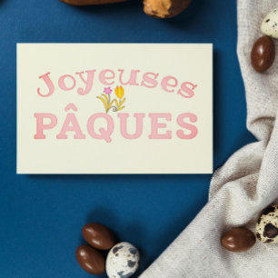 Joyeuses Pâques - Französisch-Ostern-Typografie Postkarte
