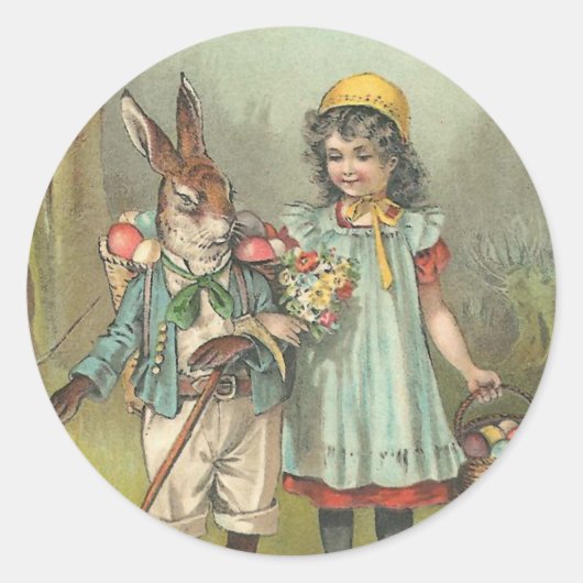 Joyeuses Pâques Niedlich Vintag Ostern Runder Aufkleber (Vorderseite)