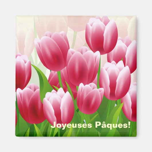 Joyeuses Pâques. Spring Tulips Ostermagnete Magnet (Vorne)