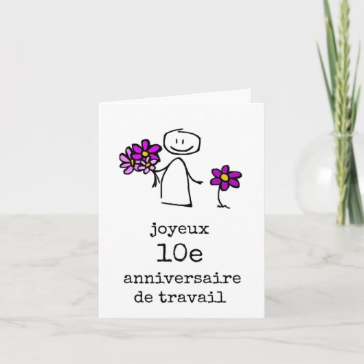 Joyeux 10e Anniversaire de Travail Carte Dankeskarte (Vorderseite)