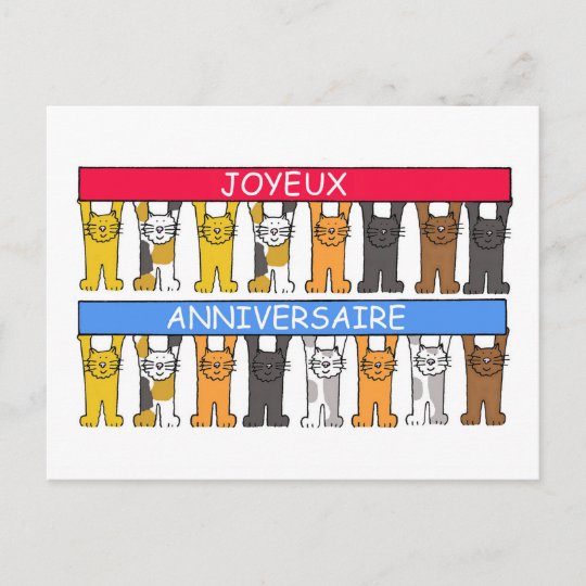 Joyeux Anniversaire Cartoon Cats Happy Birthday Postkarte Zazzle De