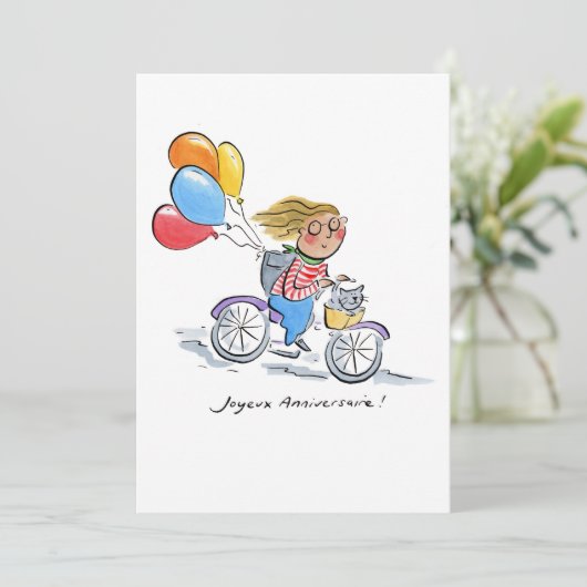 Joyeux Anniversaire Einladung (Stehend Vorderseite)