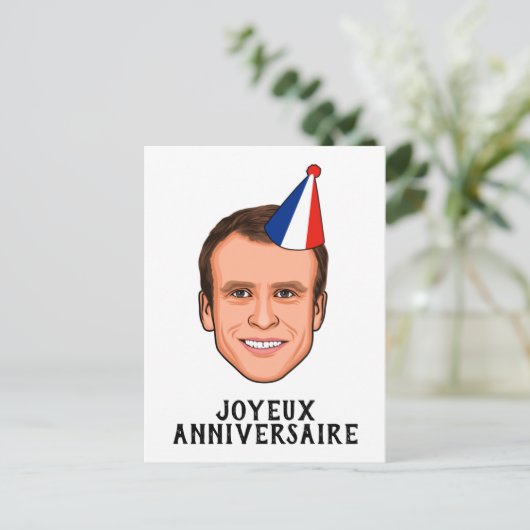 JOYEUX ANNIVERSAIRE Emmanuel Macron Birthday Postkarte (Stehend Vorderseite)