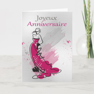 Joyeux Anniversaire, Französischer Gruß, Weibliche Karte