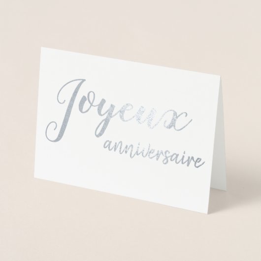 Joyeux Anniversaire French Happy Birthday Script Folienkarte (Vorderseite)