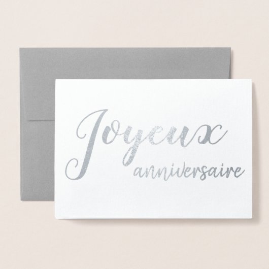 Joyeux Anniversaire French Happy Birthday Script Folienkarte (Vorderseite mit Umschlag)