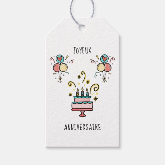 Joyeux Anniversaire | Happy Birthday Geschenkanhänger (Vorderseite)