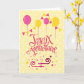 Joyeux Anniversaire | Happy Birthday Karte (Gelbe Blume)