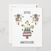 Joyeux Anniversaire | Happy Birthday Postkarte (Vorne/Hinten)