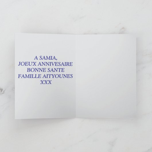 JOYEUX ANNIVERSAIRE KARTE (Innenseite)