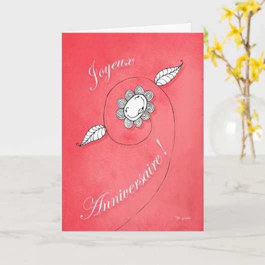 Joyeux Anniversaire! Karte (Gelbe Blume)